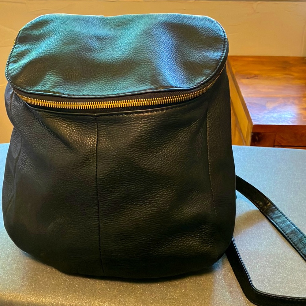 Hobo River Backpack in Black Pebbled